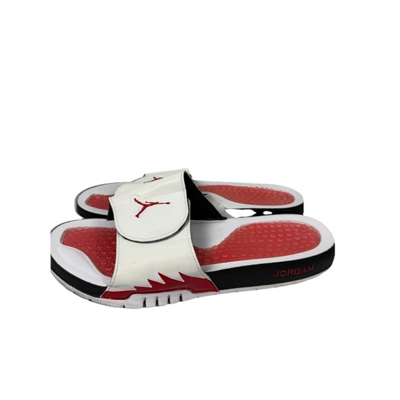 Air Jordan Hydro 5 Slides White Red Black Mens 14 Womens 15.5 Sandals